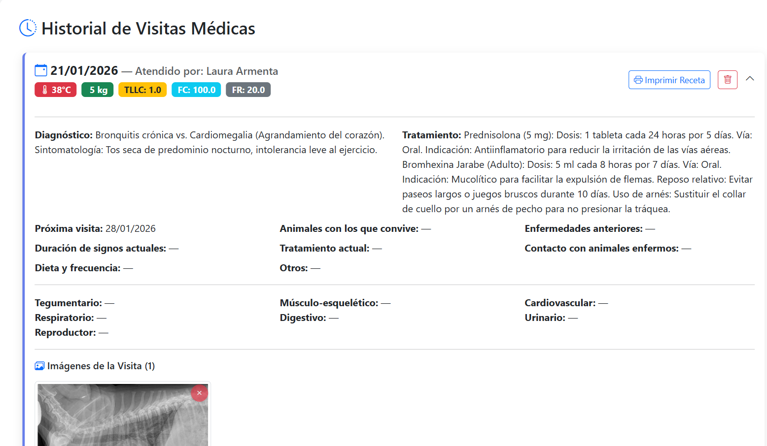 Historial de visitas